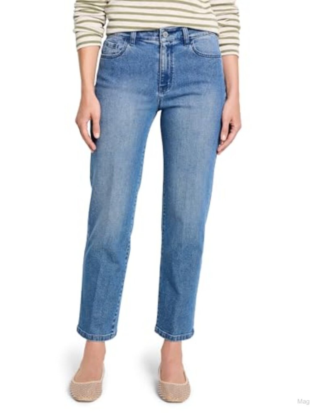 Women's Straight Ankle Jeans Mid Rise Denim 28" Inseam